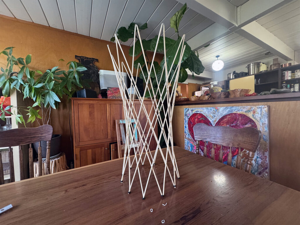 Bamboo skewer model of hyperboloid tower.